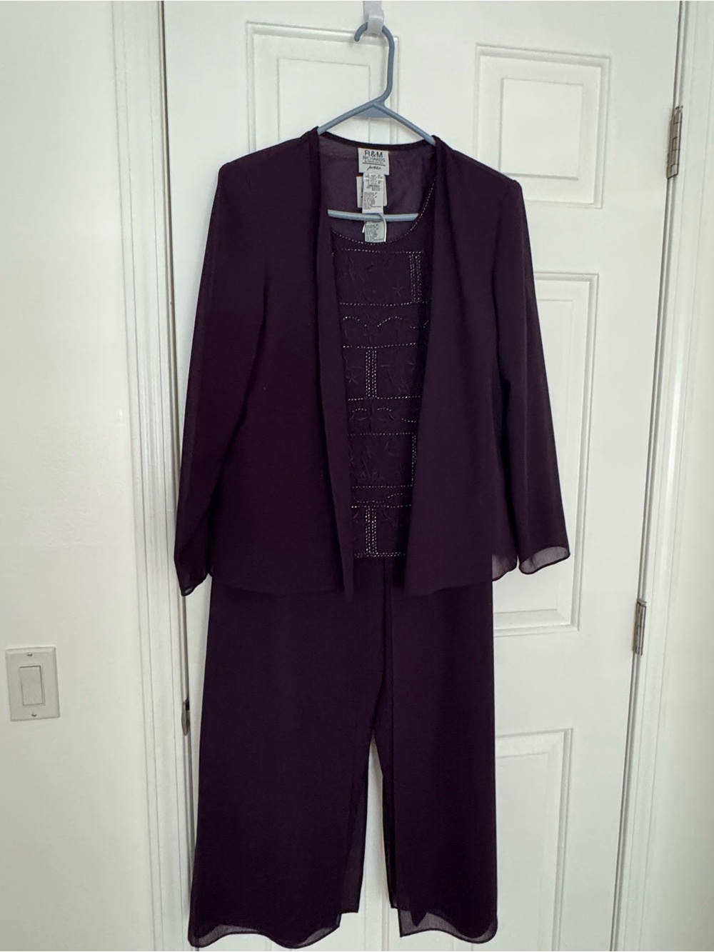 Vintage R &M Richard’s 3 pc women’s 12P formal outfit purple plum pants suit